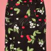 50s Millie Cherry Pencil Skirt in Black