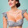 50s Gigi Gingham Bikini Top in Black and White