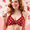 50s Classic Polka Bikini Top in Red and White