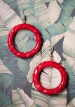TopVintage Exclusive ~ 40s Heavy Carve Hoop Earrings in Red