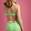 50s Holi Vintage High Waist Bikini Briefs in Green and Ecru