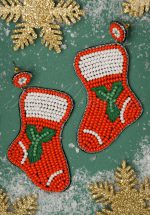 50s Christmas Stocking Earrings in Red