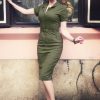 50s Caterina Pencil Dress in Olive Green