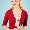 50s Evie Heart Cardigan in Red