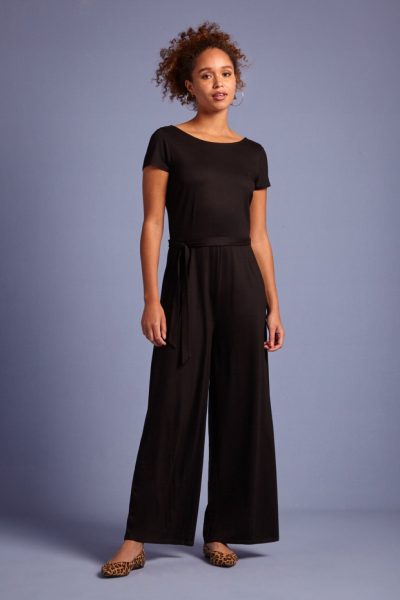 60s Sally Ecovero Classic Jumpsuit in Black