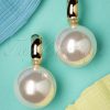 50s Go Big Or Go Home Pearl Earrings in Gold