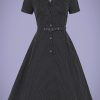 50s Caterina Mini Polka Dot Swing Dress in Black