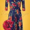 50s Caryl Floral Swing Dress in Navy