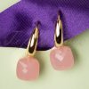 50s Cushion Cut Earrings in Light Pink