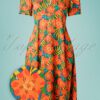 70s Mia Flower Swing Dress in Orange