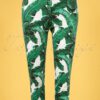 50s Tropical Leaves Trousers in Green