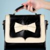 50s Chelsea White Bow Handbag in Black