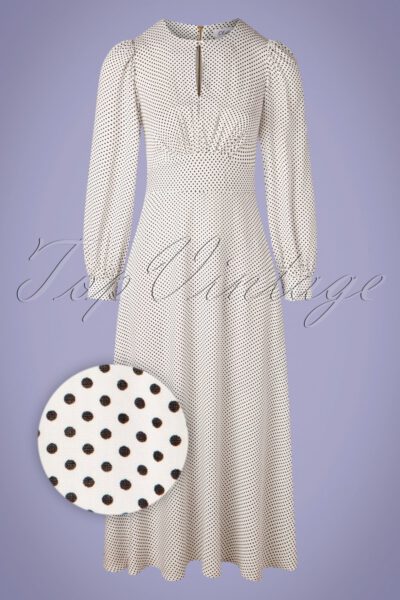 60s Vivi Polkadot Maxi Dress in Ivory